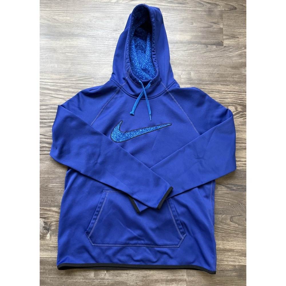 Nike Hoodie Womens Medium Blue Therma Fit Hoodie Pullover‎ Sporty Gym Girl Y2K